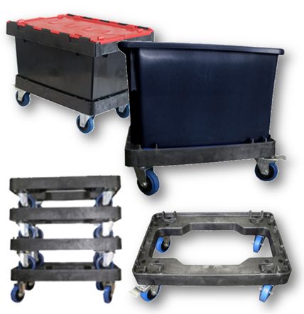 Schoeller Wheeled Tote Crate Dolly – 600x450mm – 250kg Capacity – Warehouse Skate Dollies (2-Pack)